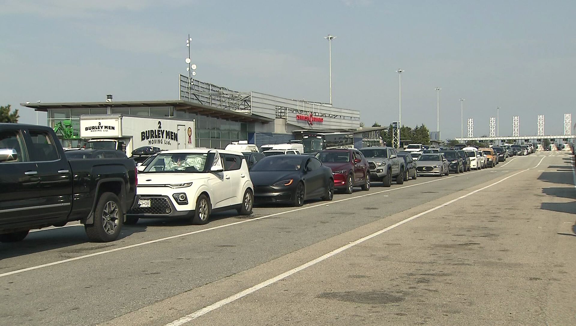 Vehicles waiting to board at Tsawassen ferry terminal