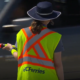 BC Ferries worker directing traffic